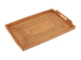 Wicker Serving Tray Hand Woven Rattan Rectangular Serving Tray with Handles for Breakfast Drinks V1294-YM0901-3118230400211