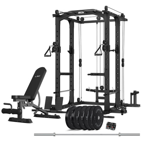 LSG GRK100 with FID Bench and 90kg Olympic Bars and Bumper Weights V420-LGST-GRK100-C