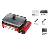 Portable Gas Stove Burner Butane BBQ Camping Gas Cooker With Non Stick Plate Red V255-JYT001