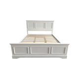 Queen Bed Frame in Solid Wood with Slats Support in White colour V43-BED-SPNC-QWH