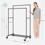 SONGMICS Industrial Pipe Clothes Rack on Wheels with Hanging Rack Organizer Black V227-8498402114630