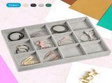 Jewelry Tray, 4 Set of Stackable Jewelry Display Tray, Velvet Jewelry Organizer, Storage Box for V1258-DP02-C-3236