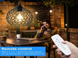 Retro Solar Powered Pendant Lamp, Dusk to Dawn Solar Chandelier, Dimmable ST64 Glass Bulb, Indoor V1294-YM0901-L6994