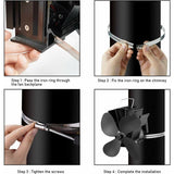 Heat Powered Wood Stove Fan 4 Blade Quiet Fireplace Fan for Pellet Stove V1188-MS-527-031