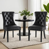 1 Set of 2 Artiss Dining Chairs Black Leather UPHO-C-DIN-1061-BKX2