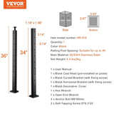 VEVOR Cable Railing Post, 36" x 1" x 2" Steel L-Shaped Hole Corner Railing Post, 10 Pre-Drilled V952-1JZLGZHS9142UYBR4V0