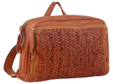Pierre Cardin Woven Leather Ladies Backpack Bag Travel Satchel Zip - Cognac V563-PC-3305-COGNAC