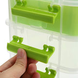 3-Tiers Stack Carry Storage Box With Divided Tray, Transparent Stackable Storage Bin With Handle Lid V1192-AZ-W-10320