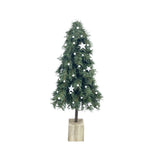Simulated Greenery Artificial Xmas Tree for Home White Balls and Star Faux Pine Tree Decor with V1294-YM0901-240709HL07-1