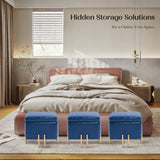 Storage Ottoman Foot Stool Cube Tuffet Seat 45cm PU Leather BLUE V274-FT-GQ106-DBU