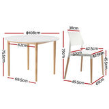 1 Artiss Dining Table and 4 Chairs Set White Wood DSET-TAB01-086-WHX4