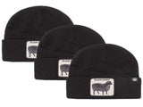 3x Goorin Sheep for Brains Beanie Hat Warm Winter Ski Animal Series - Black V563-107-0218-BLK-3X