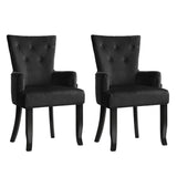 2x Artiss Dining Chairs Velvet French Provincial Armchair Black UPHO-D-DIN116-VEL-BKX2