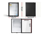 Devanti 78L Bar Fridge Glass Door Mini Fridge Countertop Cooler Black BF-F-G-78L-BK