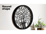 Artiss Metal Wall Art Hanging Sculpture Home Decor Leaf Tree of Life Round Frame MWA-B-ROUN-01-BK