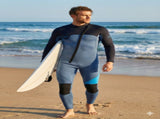Men's 3mm Full Wetsuit for Surfing Diving & Cold Water Swimming Front-Zip Neoprene Suit with UV V1107-CS-NSQSFZ-L
