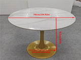 Round Real Stone Dining Table Anti-Scratch Easy Clean Table for Small Condo V767-ZT727GD-BLB