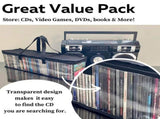 CD Storage Bags Clear PVC Plastic Media Carrying Case with Zipper - Holds 400 CDs Total V1370-AZ4-01505