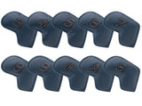 Dark Blue Golf Iron Head Covers Set of 10 - Waterproof PU Leather Club Protectors with Embroidered V888-ELOSUNG23724