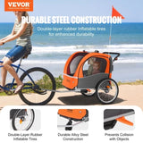 VEVOR Bike Trailer for Toddlers, Kids, Double Seat, 45 kg Load, 2-In-1 Canopy Carrier Converts to V952-LYS2GHJG820IRLD5RV0
