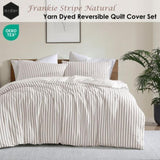 Ardor Frankie Natural Stripe Yarn Dyed Reversible Quilt Cover Set Queen V442-INT-QUILTCS-FRANKIESTRIPE-NATURAL-QS