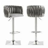 SERENIT Modern Velvet Breakfast Bar Stools Swivel Barstools Adjustable Counter Stools with Backrest V255-SE-SP1782R-GREY