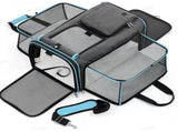Gray Blue Foldable Portable Pet Carrier Bag - Large Capacity Travel Backpack for Cats and Small V888-ELOSUNG13140