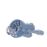 Denim Guitar Bag Cross-Body Bag Women Guitar-Shaped Purse Niche Denim Accessory - Denim blue - Size V1106-939-44715-DEN-UNIVERSAL