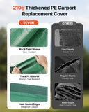 VEVORport Replacement Canopy, 6 x 3 m Potable Garage Tent Top Tarp, UV-Resistant & Waterproof V952-CKPB10X20FTMSHGRL001V0