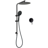 WELS Matt Black Shower Set 12" Large Rain Head Handheld Sliding Rail Arm Round Mixer V1233-C4902B22PHR003M4CBKSR112BKRD201B