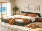 Artiss Double Bed Frame Chenille Heavy Duty Platform Base Green 300kg Support No Box Spring Needed BFRAME-I-OASIS-D-GN-AB