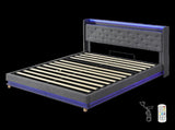 Levede Queen Bed Frame Gas Lift LED Light BF1065-Q