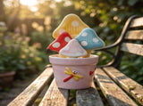 5 Pieces Cute Polka Dot Mushroom Ceramic Measuring Set with Storage Pot, Flower Pot Shape V1366-AZ2-W-15228