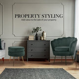 Armchair Lounge Chair Accent Velvet Shell Scallop Ottoman Footstool Round GREEN V274-FT-VAC-ST-1596-GN