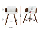 Artiss Wooden Bar Stools Swivel Kitchen Counter Stool Chair 58cm Seat Height BA-TW-W0099-WH