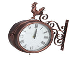 Iron Wrought Wall Clock Rooster Double Sided Antique Brass Wall Clock Round Roman Numeral Wall Clock V1294-YM0714-3115210164011