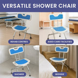 Orthonica Compact & Foldable Shower Chair w/Height Adjustable Aluminium Frame Non Slip Feet HDP SHC-MAS-ALU-54L