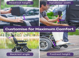 EQUIPMED Front Wheel Drive Power Electric Wheelchair, Up to 35km Range, Ultra-Comfortable, Safe V219-HWCELEEQ14KA