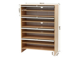 Artiss Narrow Shoe Cabinet Adjustable Shelves Flip-up Door White & Pine FURNI-N-SHOE-4D-WHWD-AB