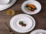 Dinner Plates Ceramic Dinner Plate Rice Soup Bowl White Relief Tableware Round Dinner Plate V1366-AZ2-W-10095