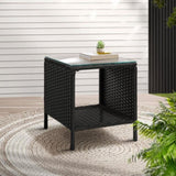 Gardeon Coffee Side Table Wicker Desk Rattan Outdoor Furniture Garden Black ODF-RECLINER-TB-BK