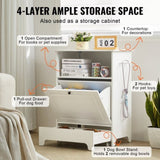 VEVOR Pet Feeding Station w/ 2 Elevated Dog Bowls Dog Food & Toy Storage Cabinet V952-MZCWHSWJ24YC6P61XV0