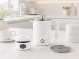 White French Press Coffee Maker 1000ml with Coffee Bean Can Extra Filter Gift Set V498-FRENCHPRESS1000SETWH