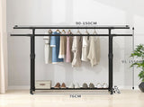 Double-rod Adjustable Clothes Rack with Pulley-Back V1161-972836