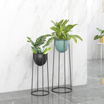 SOGA 70cm Round Wire Metal Flower Pot Stand with Black Flowerpot Holder Rack Display FPOTH72ROUNDBLK