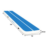 Powertrain Airtrack 20cm Thick 3m x 1m Inflatable Gymnastics Tumbling Mat Air Track - Blue IFM-0301-BUWH