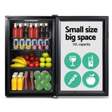 Devanti 70L Bar Fridge Glass Door w/Light Black BF-D-70L-BK