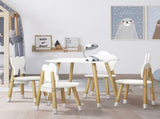 Keezi 5PCS Kids Table and Chairs Set Children Activity Study Play Desk White KTC-MFL-WHWD