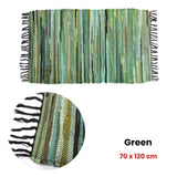Tonal Chindi Cotton Handmade Floor Mat with Tassels 70 x 120 cm Green V442-BZO-FLOORR-TONALCHINDI-GREEN-RE