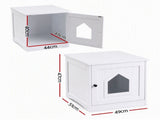 i.Pet 49x51cm Cat Litter Box Enclosure Hidden Litter Tray Cabinet White PET-CLBC-49X51-WH